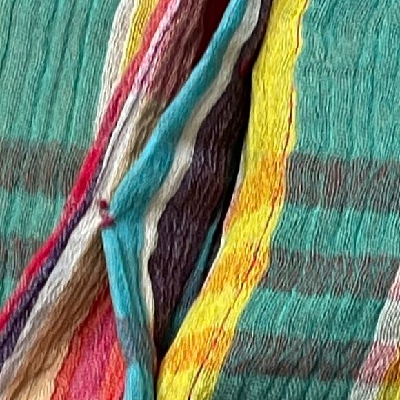 Soft Surroundings “Kona Shores” Rainbow Plaid Gauze Shirt |‎ Size M - Picture 2 of 10